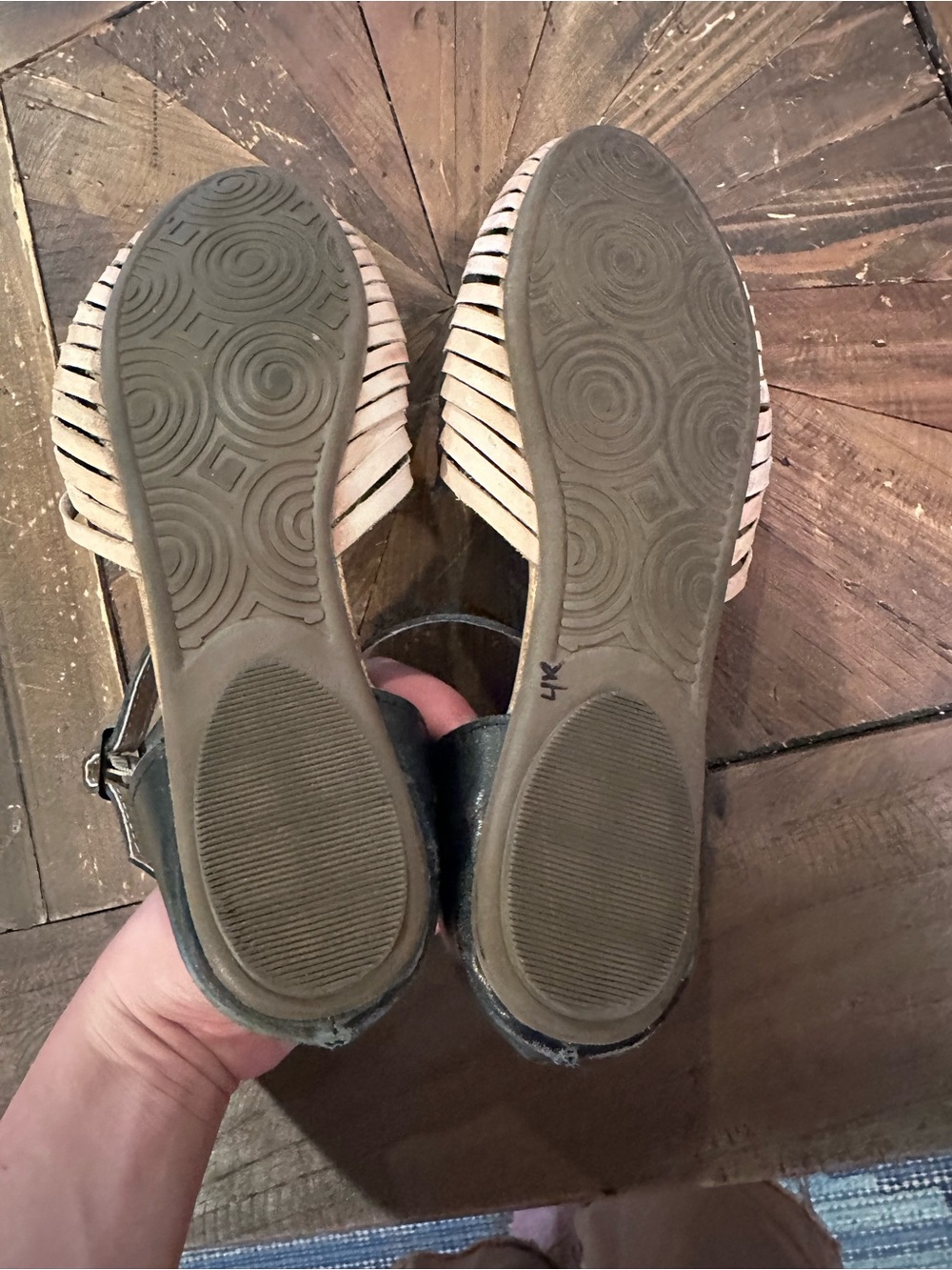 Women’s Woven Ankle-Strap Flats in Black and Nude - Picture 3 of 3